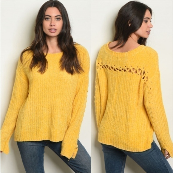 ULTRA SOFT CHENILLE YELLOW SWEATER ultra soft - Picture 1 of 3